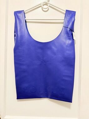 FOLKUS The Boogie Bag Royal Blue Faux Leather Tote NWT